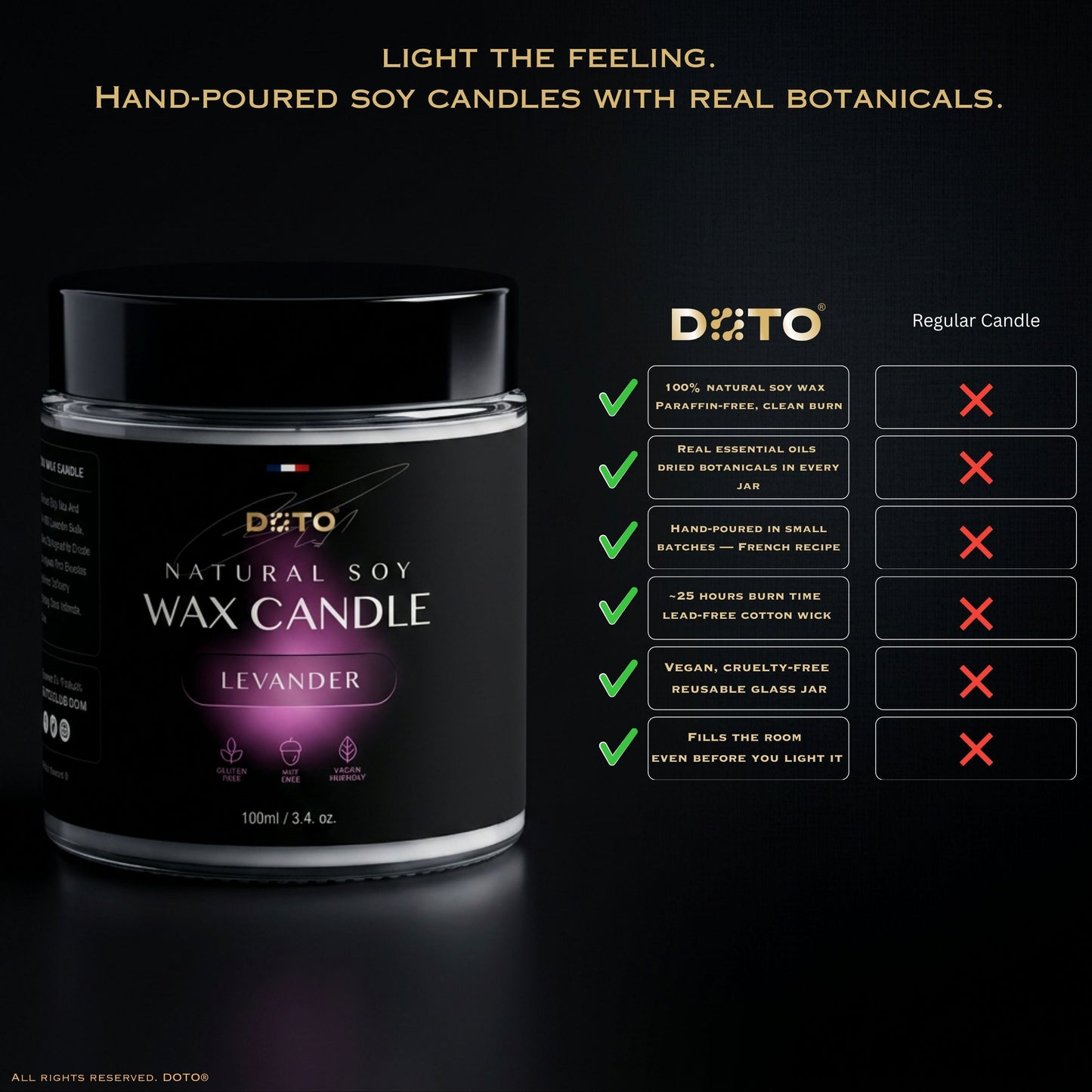 DOTO® - Natural Soy Wax Candle, Lavender