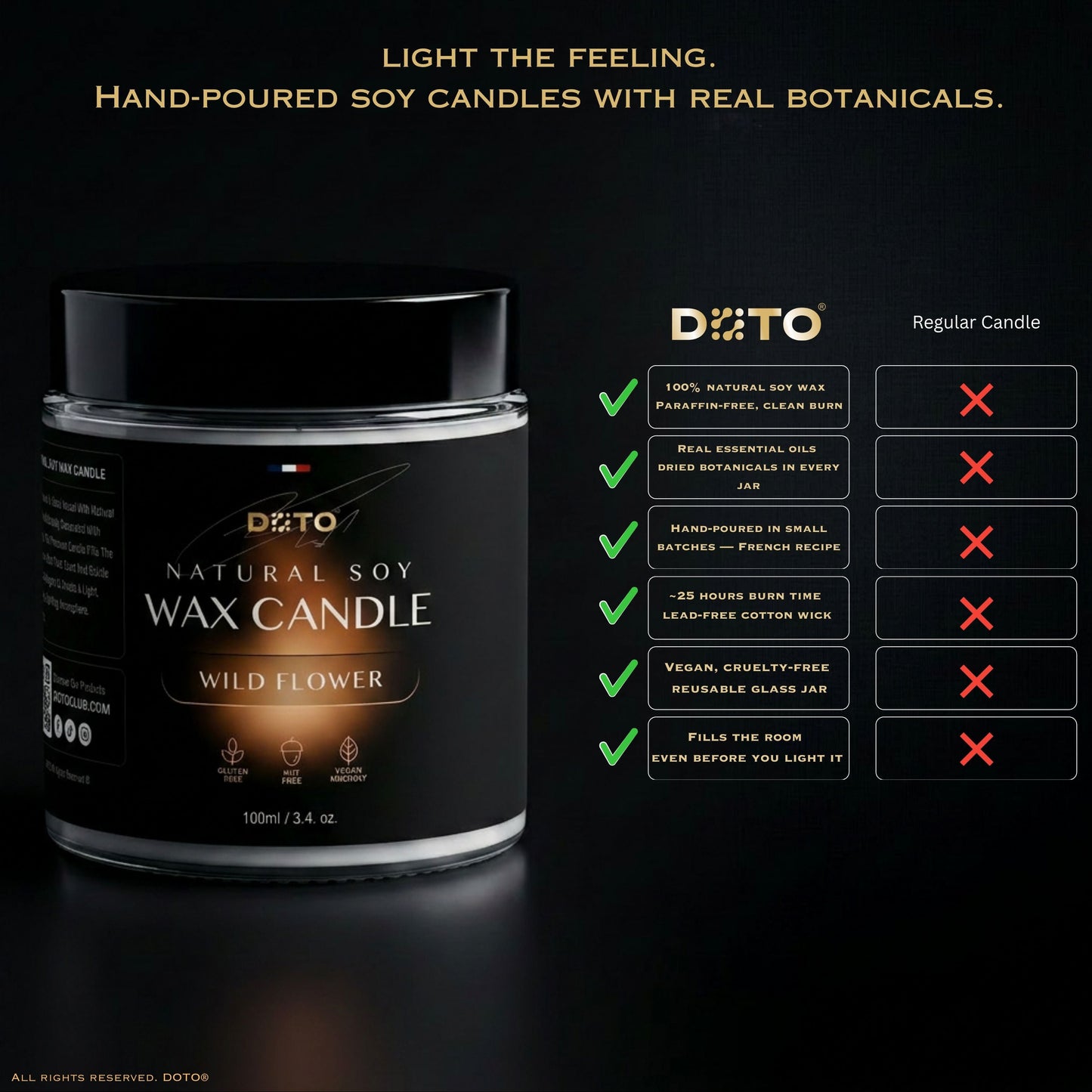 DOTO® - Natural Soy Wax Candle, Wild Flower