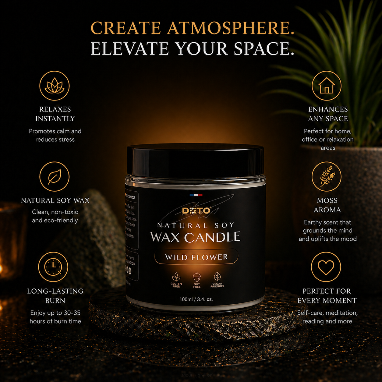 DOTO® - Natural Soy Wax Candle, Wild Flower