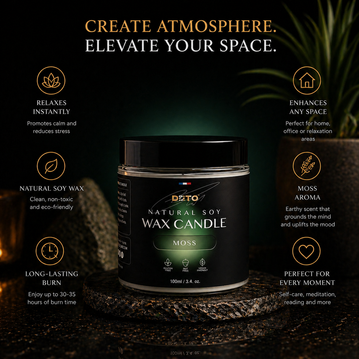 DOTO® - Natural Soy Wax Candle, Moss