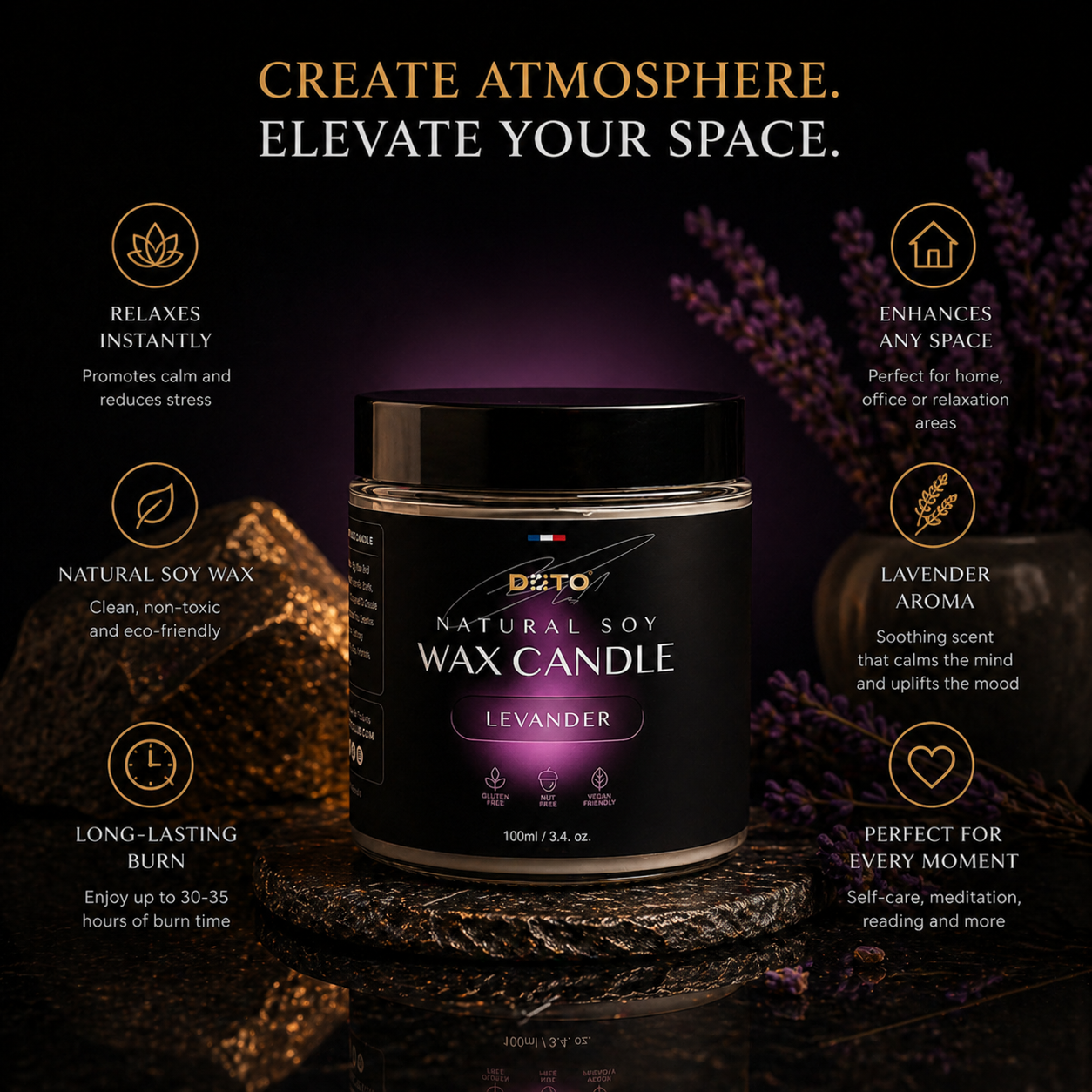 DOTO® - Natural Soy Wax Candle, Lavender